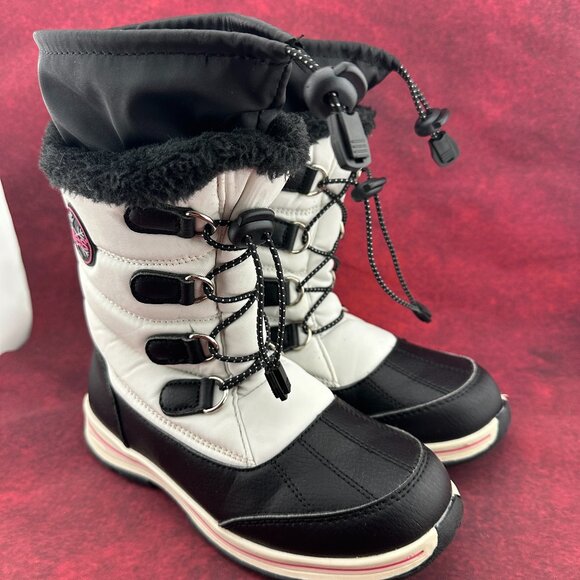 TOTES ALPINE MACKENZIE KIDS GIRLS WINTER BOOTS WHITE & BLACK THERMOLITE SIZE 4M - Picture 2 of 11